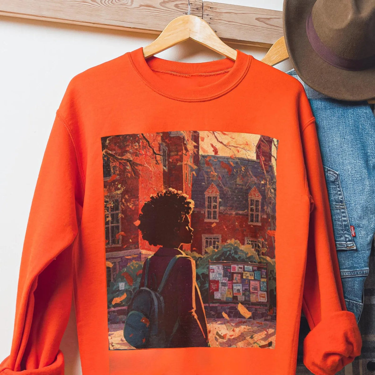 College Girl Sweatshirt - Afrocentric Art by The Trini Gee