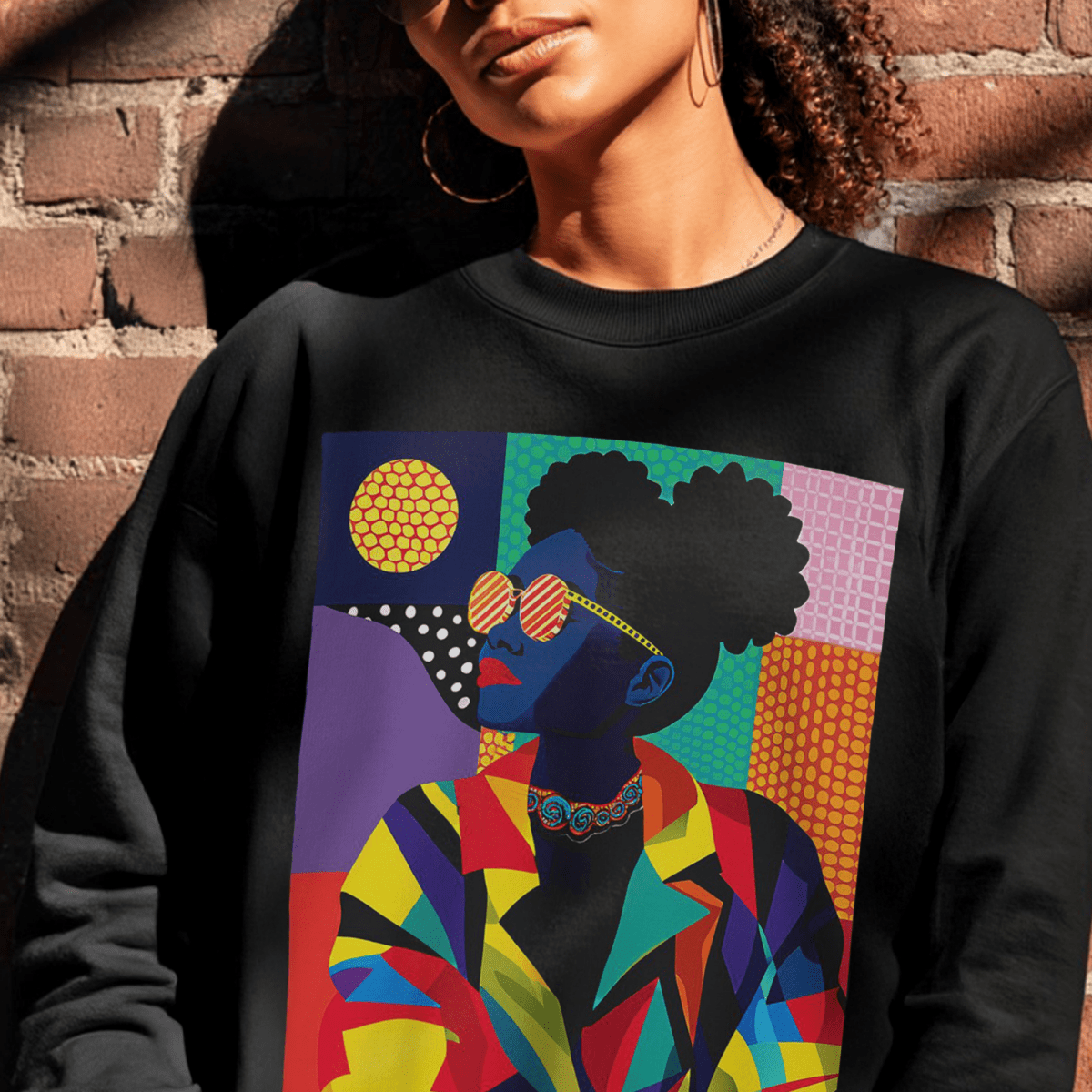 Colorful Woman Sweatshirt - Afrocentric Art by The Trini Gee