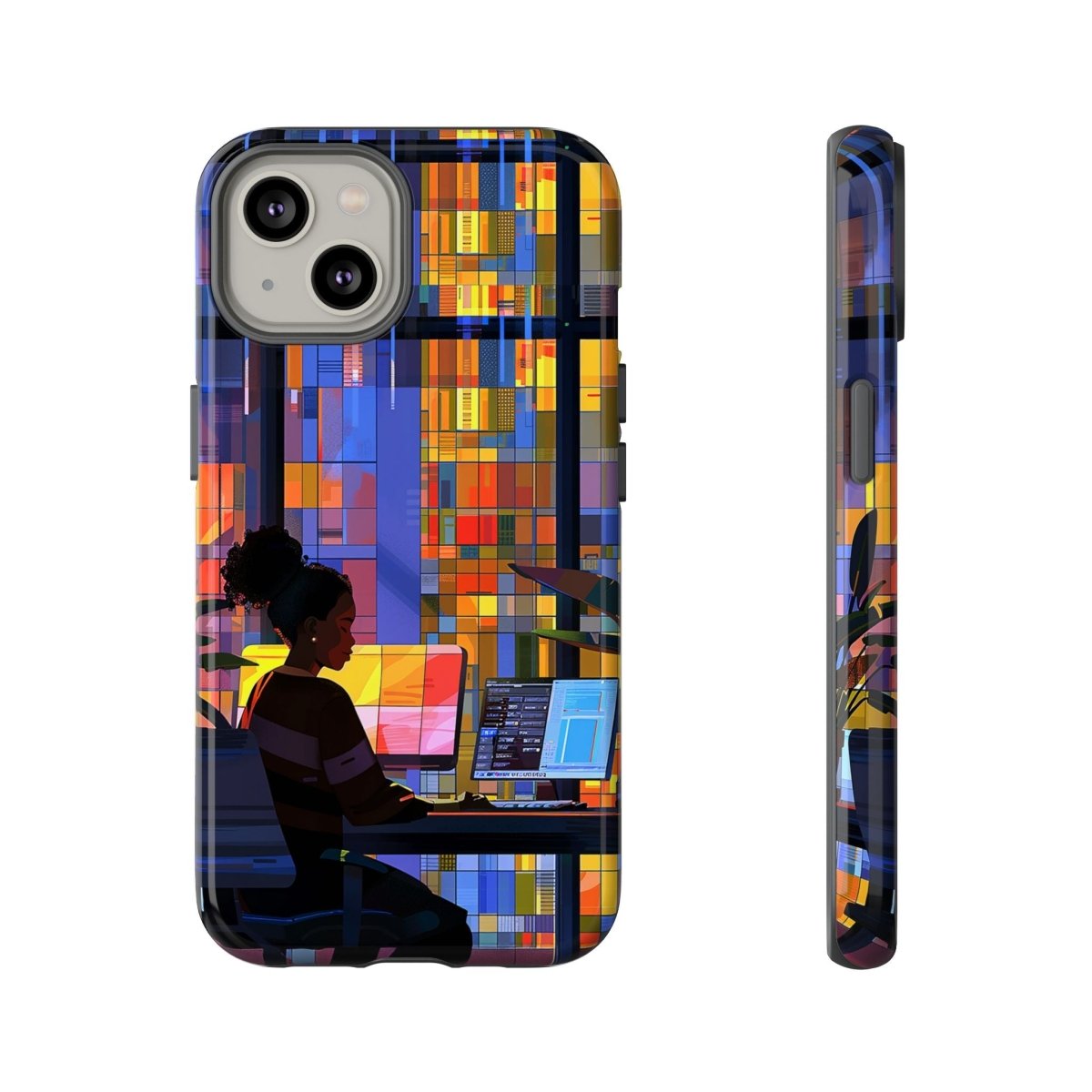 Computer Girl Phone Case - Afrocentric Art by The Trini Gee