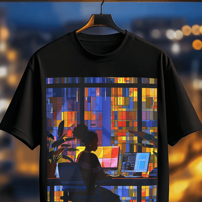 Computer Girl Shirt - Afrocentric Art by The Trini Gee