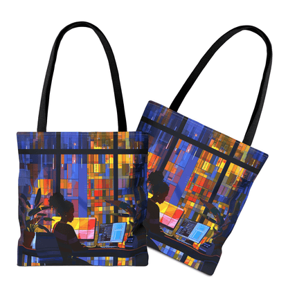 Computer Girl Tote Bag - Afrocentric Art by The Trini Gee