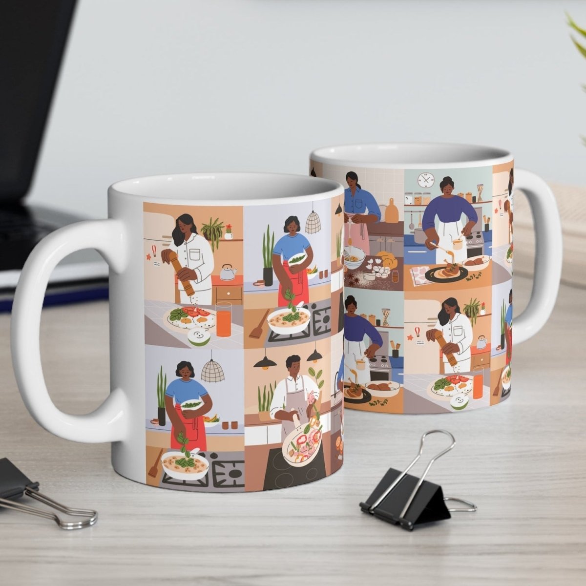 Cooking People Mug - Afrocentric Art by The Trini Gee