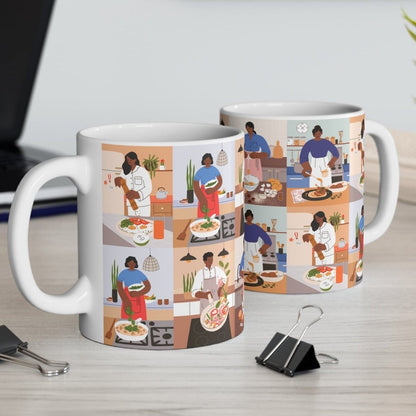 Cooking People Mug - Afrocentric Art by The Trini Gee