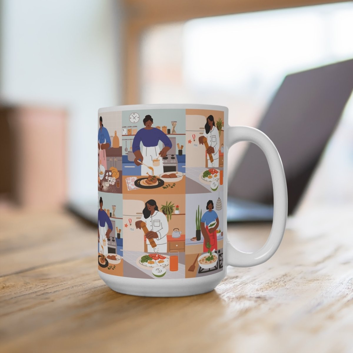 Cooking People Mug - Afrocentric Art by The Trini Gee