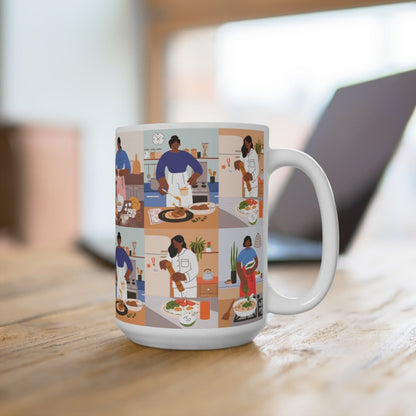 Cooking People Mug - Afrocentric Art by The Trini Gee
