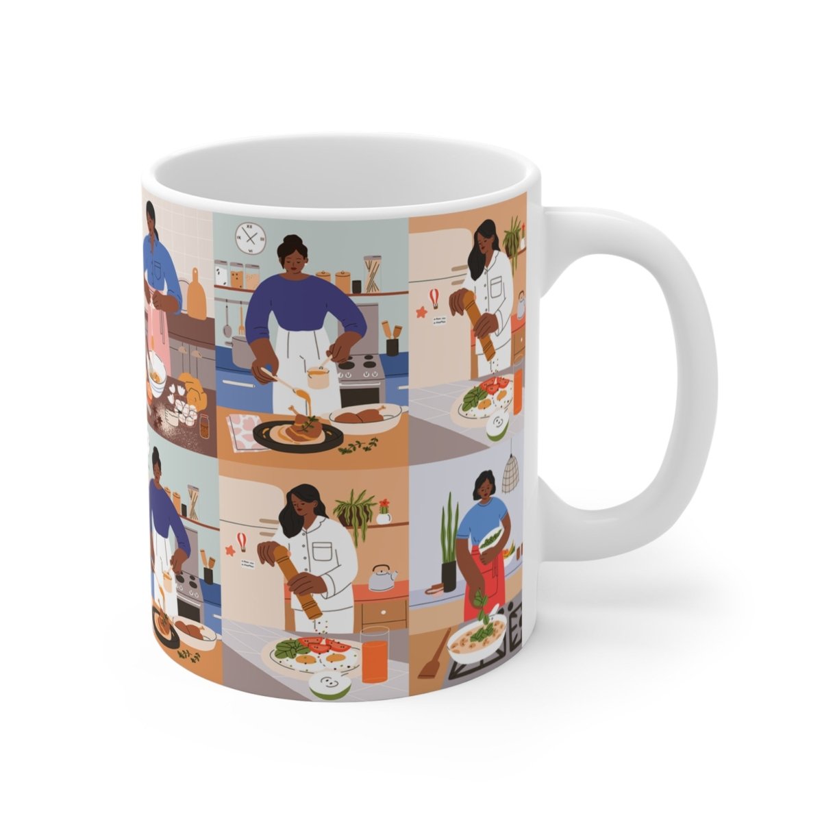 Cooking People Mug - Afrocentric Art by The Trini Gee