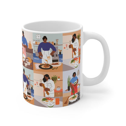 Cooking People Mug - Afrocentric Art by The Trini Gee
