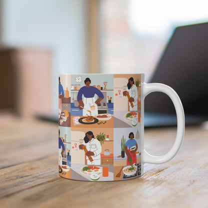 Cooking People Mug - Afrocentric Art by The Trini Gee