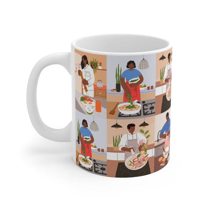 Cooking People Mug - Afrocentric Art by The Trini Gee