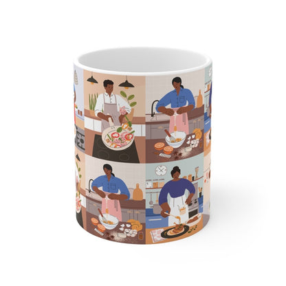 Cooking People Mug - Afrocentric Art by The Trini Gee