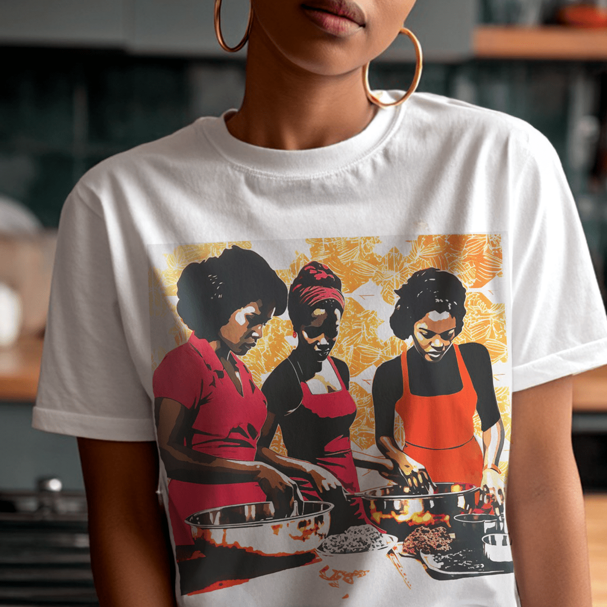 Cooking Women Shirt - Afrocentric Art by The Trini Gee