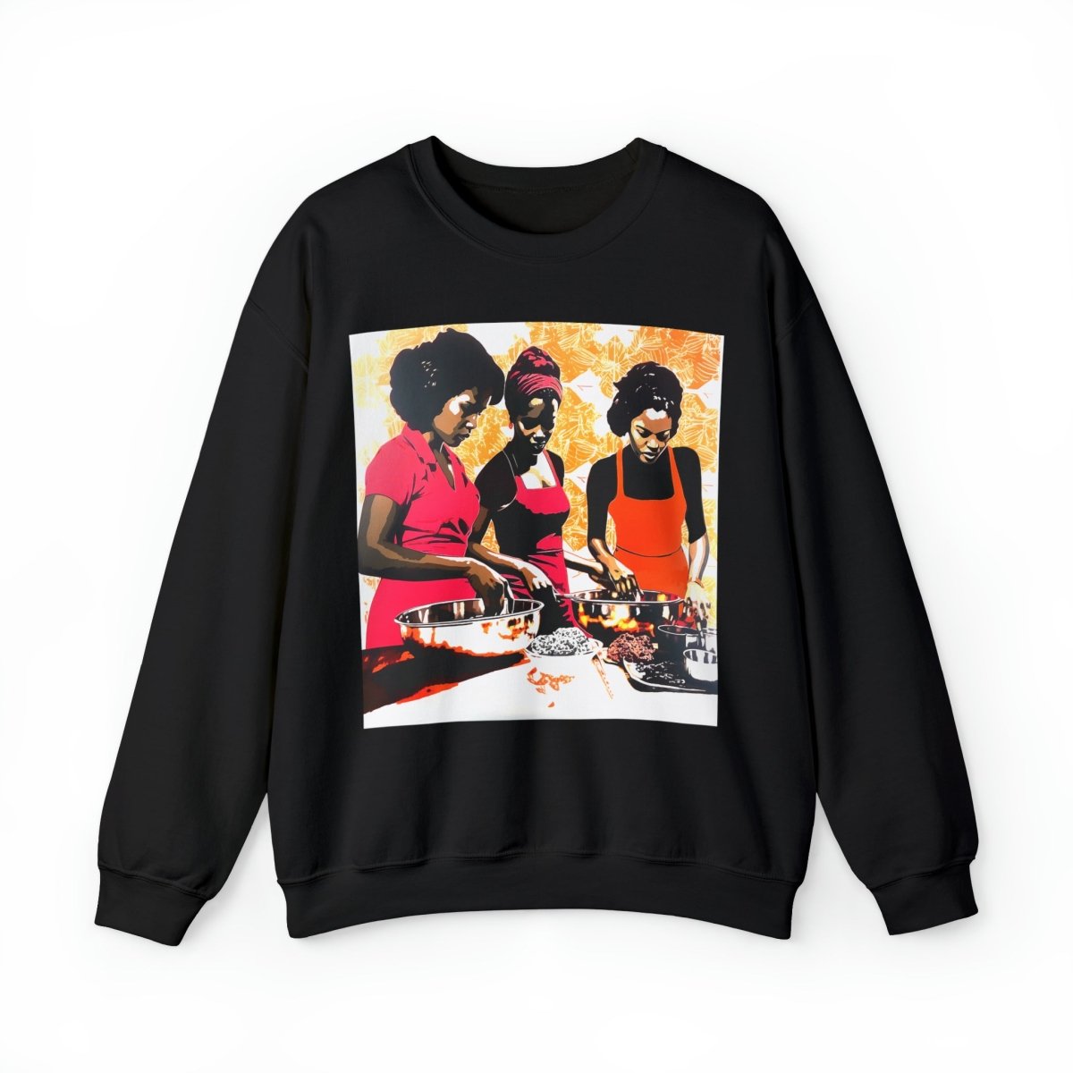 Cooking Women Sweatshirt - Afrocentric Art by The Trini Gee