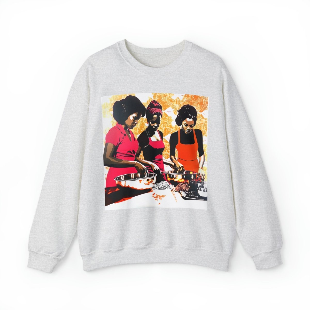 Cooking Women Sweatshirt - Afrocentric Art by The Trini Gee