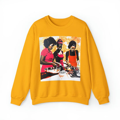 Cooking Women Sweatshirt - Afrocentric Art by The Trini Gee