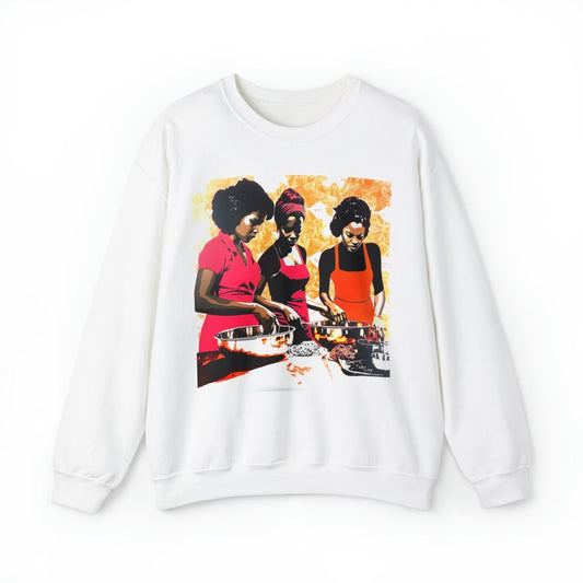 Cooking Women Sweatshirt - Afrocentric Art by The Trini Gee