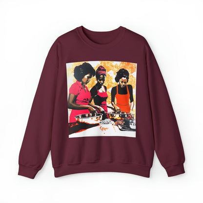 Cooking Women Sweatshirt - Afrocentric Art by The Trini Gee
