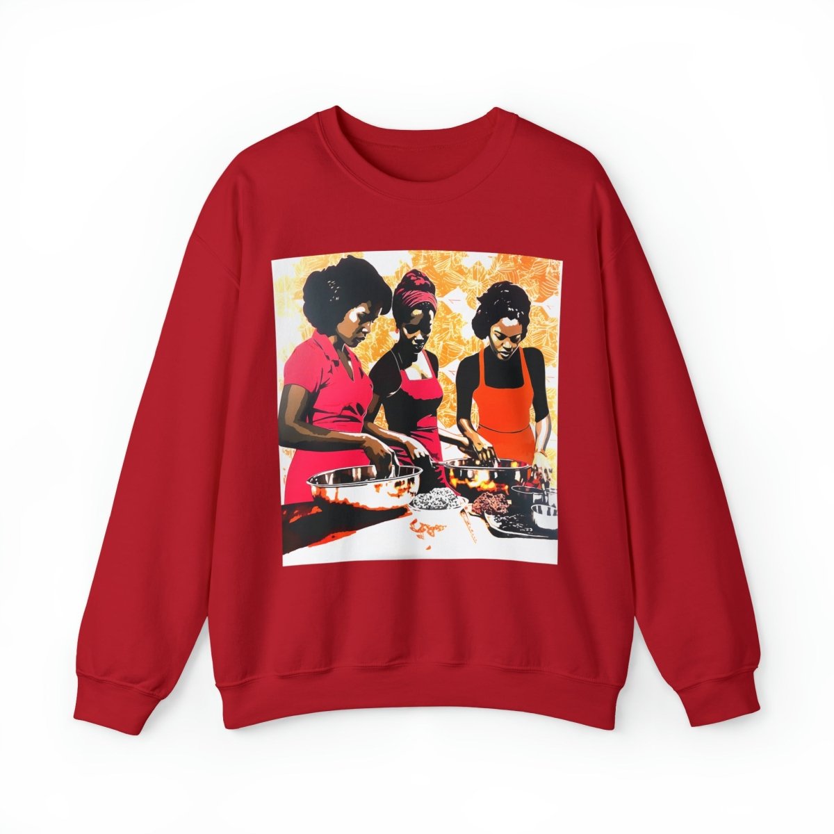 Cooking Women Sweatshirt - Afrocentric Art by The Trini Gee