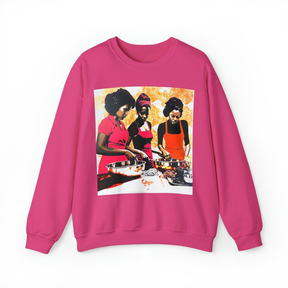 Cooking Women Sweatshirt - Afrocentric Art by The Trini Gee