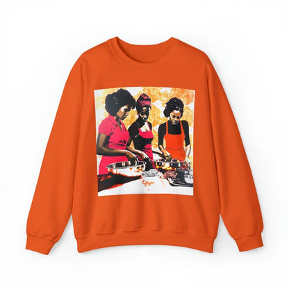 Cooking Women Sweatshirt - Afrocentric Art by The Trini Gee
