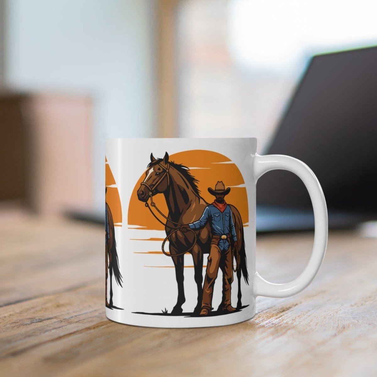 Cowboy with Horse Mug - Afrocentric Art by The Trini Gee