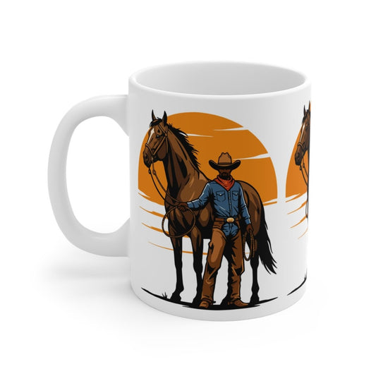 Cowboy with Horse Mug - Afrocentric Art by The Trini Gee