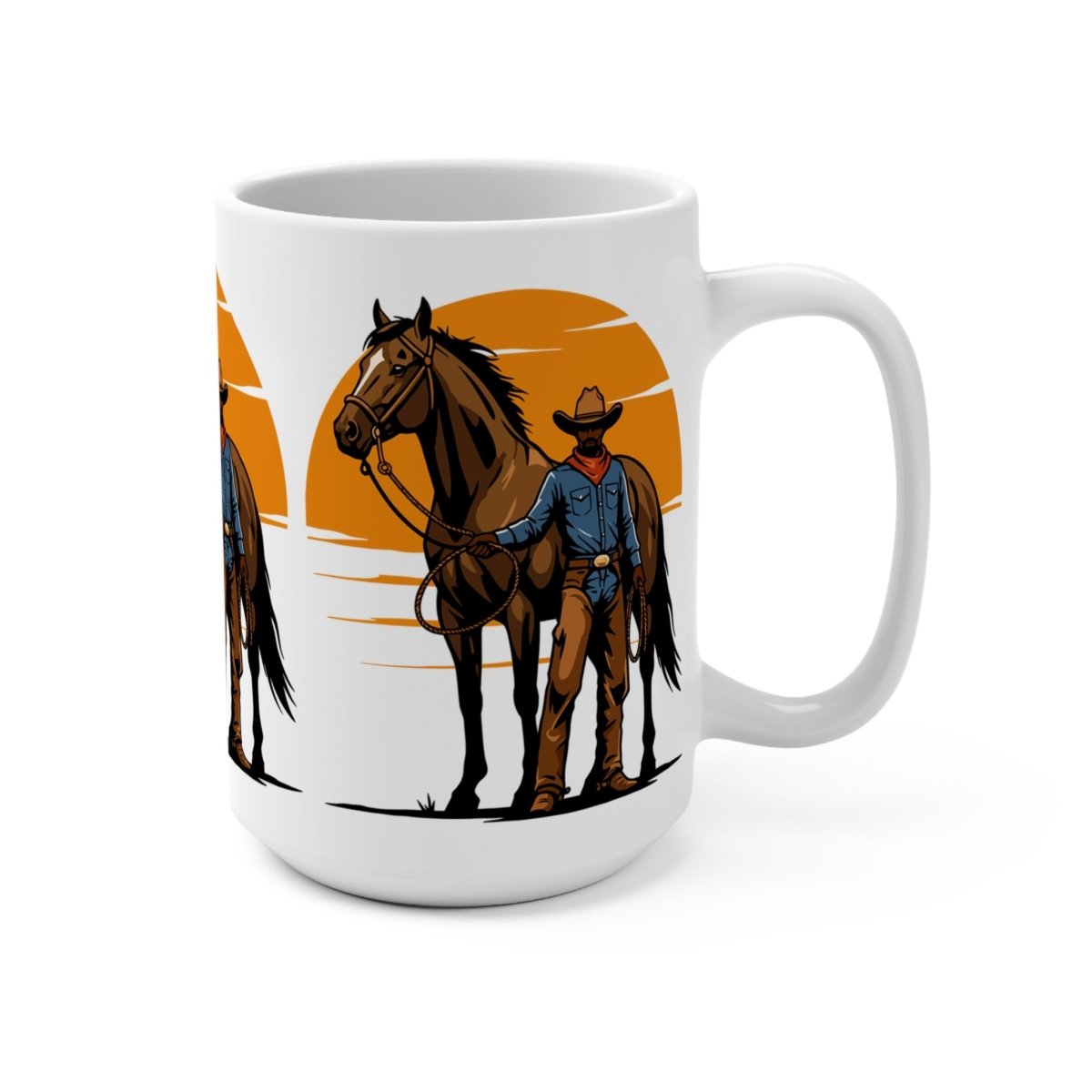 Cowboy with Horse Mug - Afrocentric Art by The Trini Gee