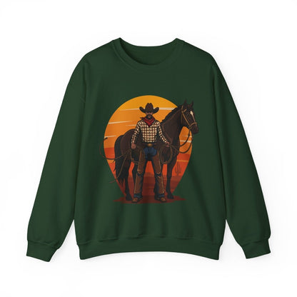 Cowboy with Horse Sweatshirt - Afrocentric Art by The Trini Gee