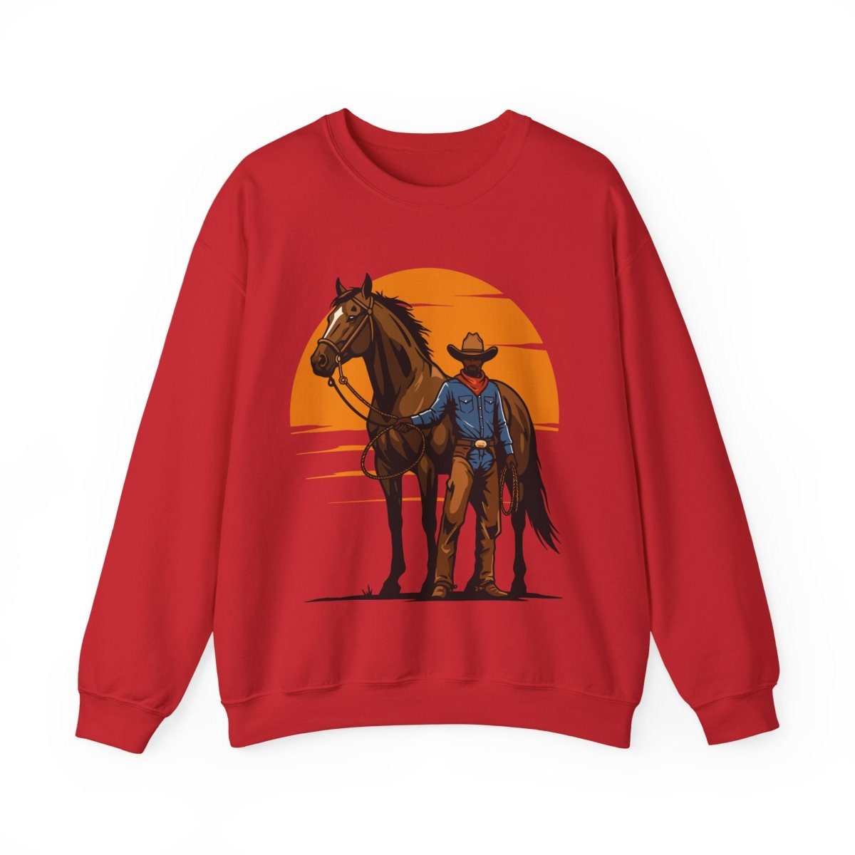 Cowboy with Horse Sweatshirt - Afrocentric Art by The Trini Gee