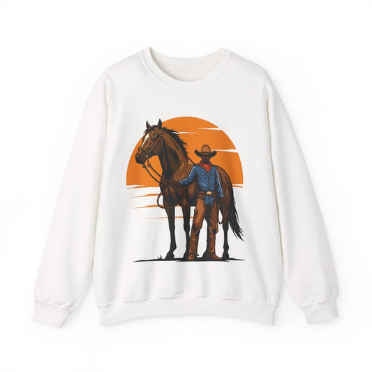 Cowboy with Horse Sweatshirt - Afrocentric Art by The Trini Gee