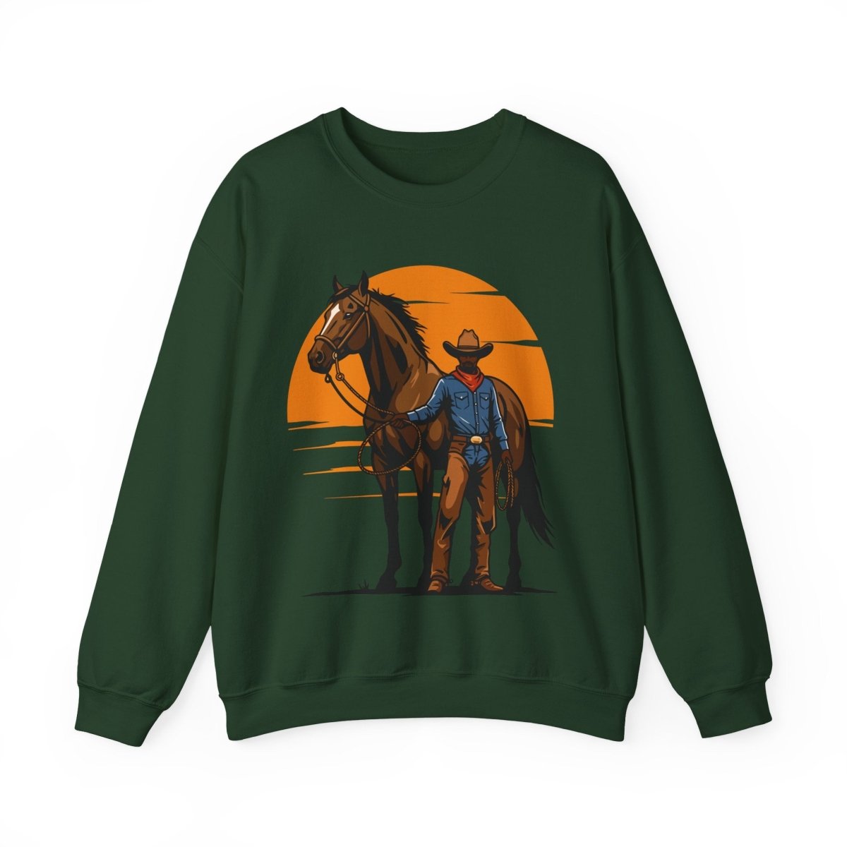 Cowboy with Horse Sweatshirt - Afrocentric Art by The Trini Gee