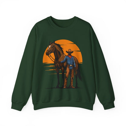 Cowboy with Horse Sweatshirt - Afrocentric Art by The Trini Gee