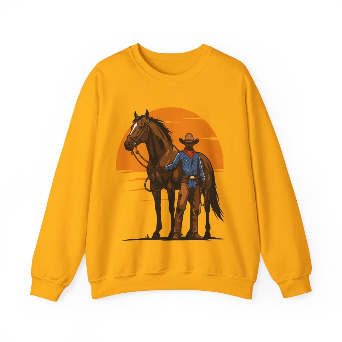 Cowboy with Horse Sweatshirt - Afrocentric Art by The Trini Gee