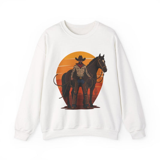 Cowboy with Horse Sweatshirt - Afrocentric Art by The Trini Gee