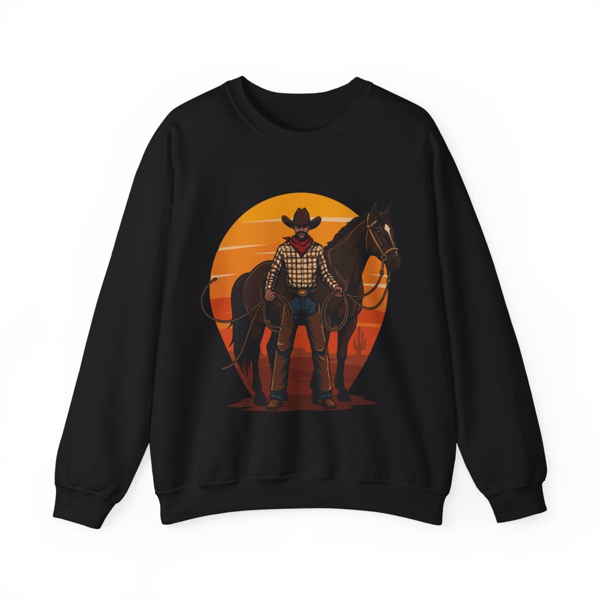 Cowboy with Horse Sweatshirt - Afrocentric Art by The Trini Gee