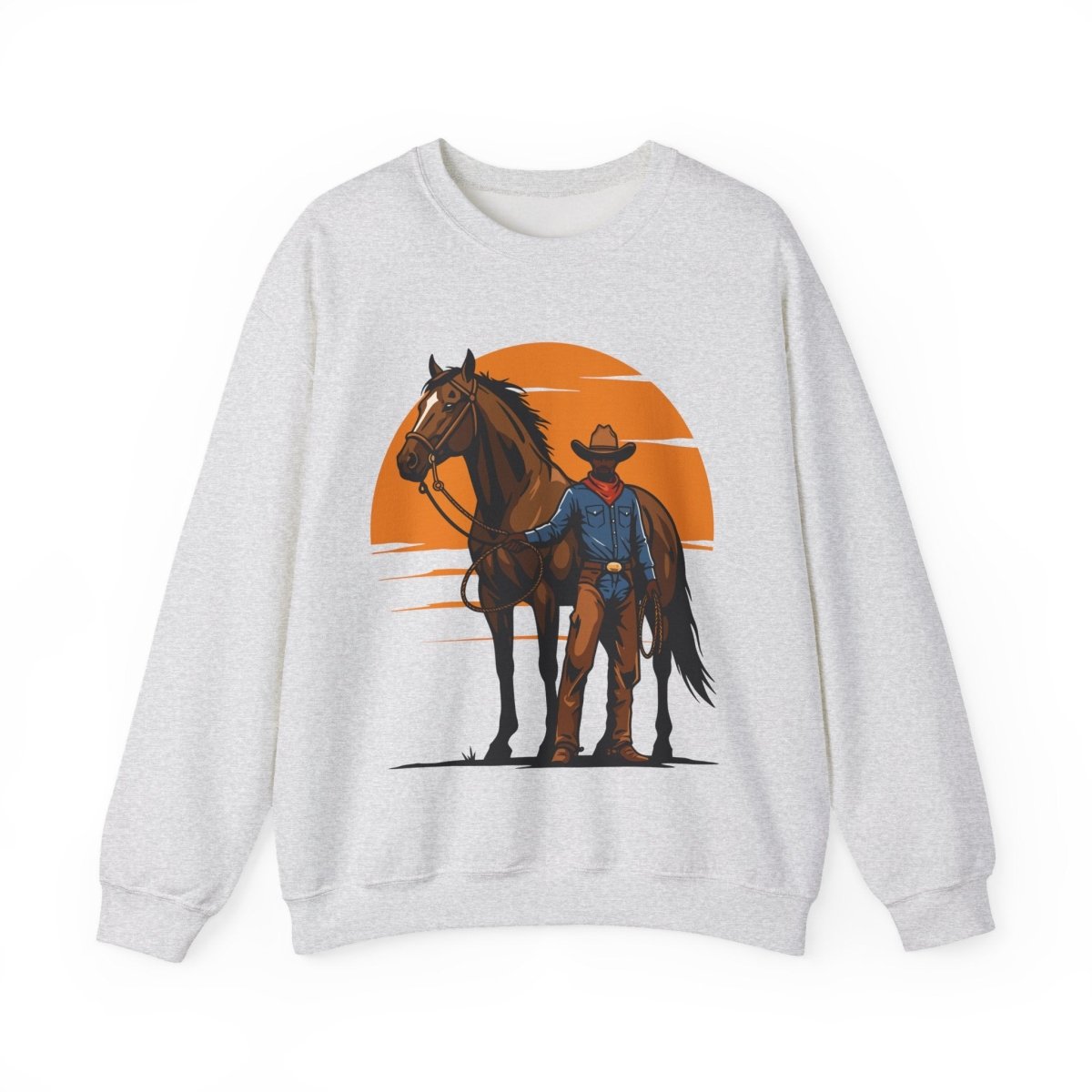 Cowboy with Horse Sweatshirt - Afrocentric Art by The Trini Gee