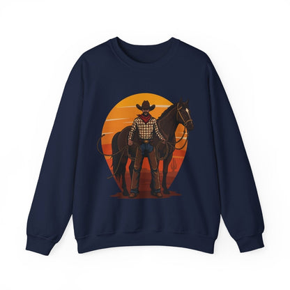 Cowboy with Horse Sweatshirt - Afrocentric Art by The Trini Gee