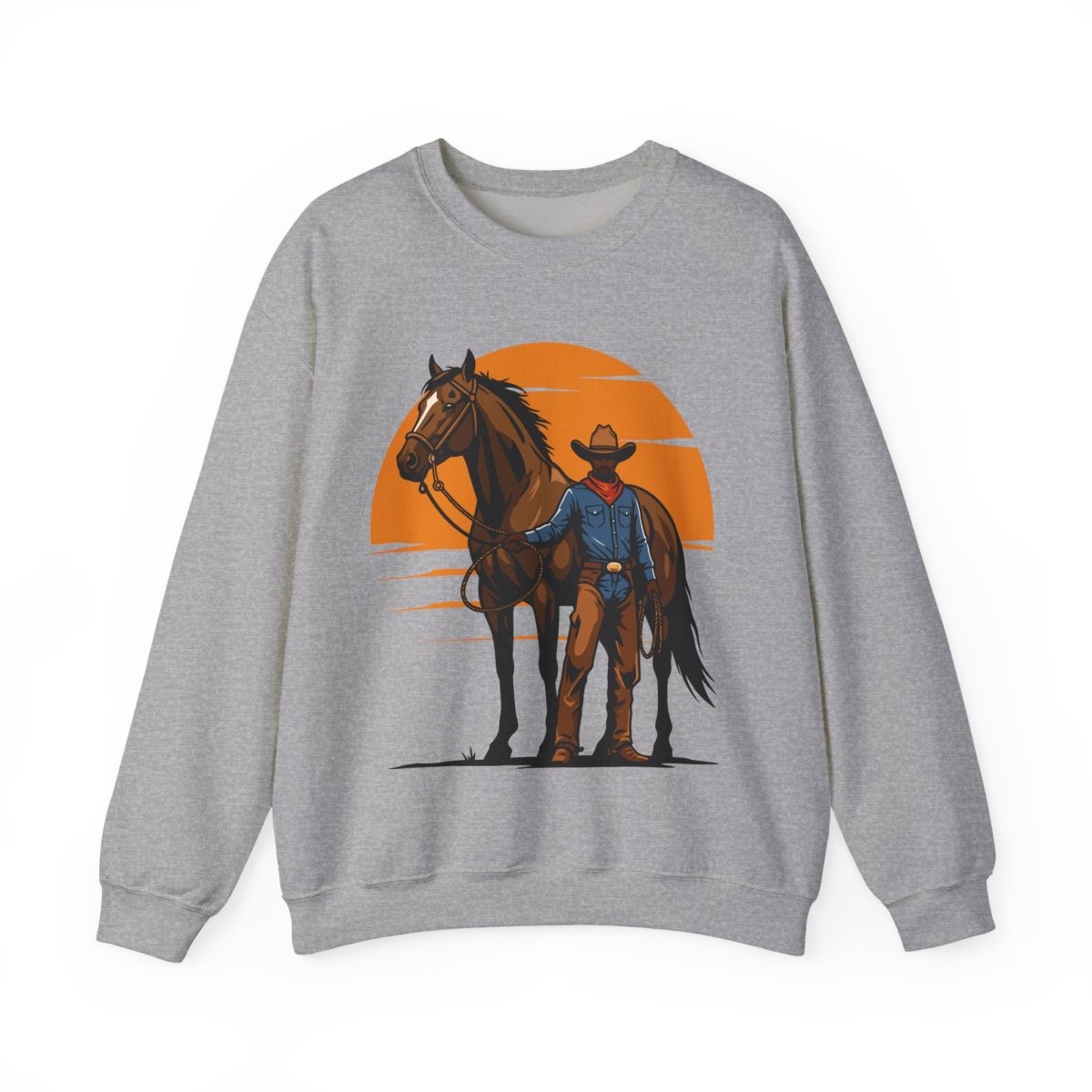 Cowboy with Horse Sweatshirt - Afrocentric Art by The Trini Gee