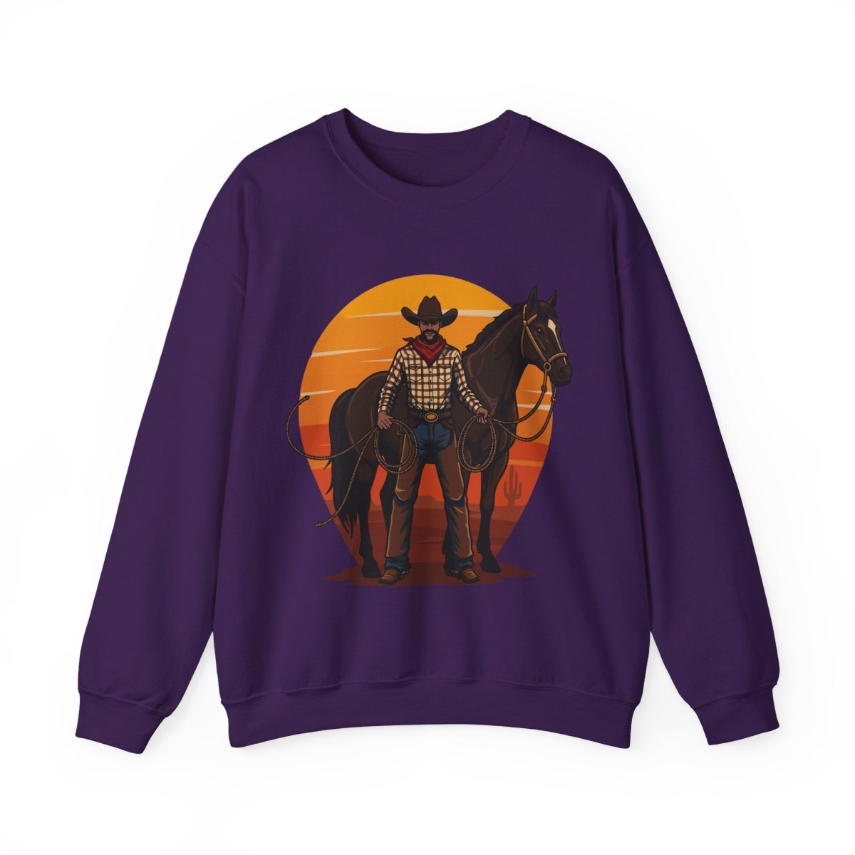 Cowboy with Horse Sweatshirt - Afrocentric Art by The Trini Gee