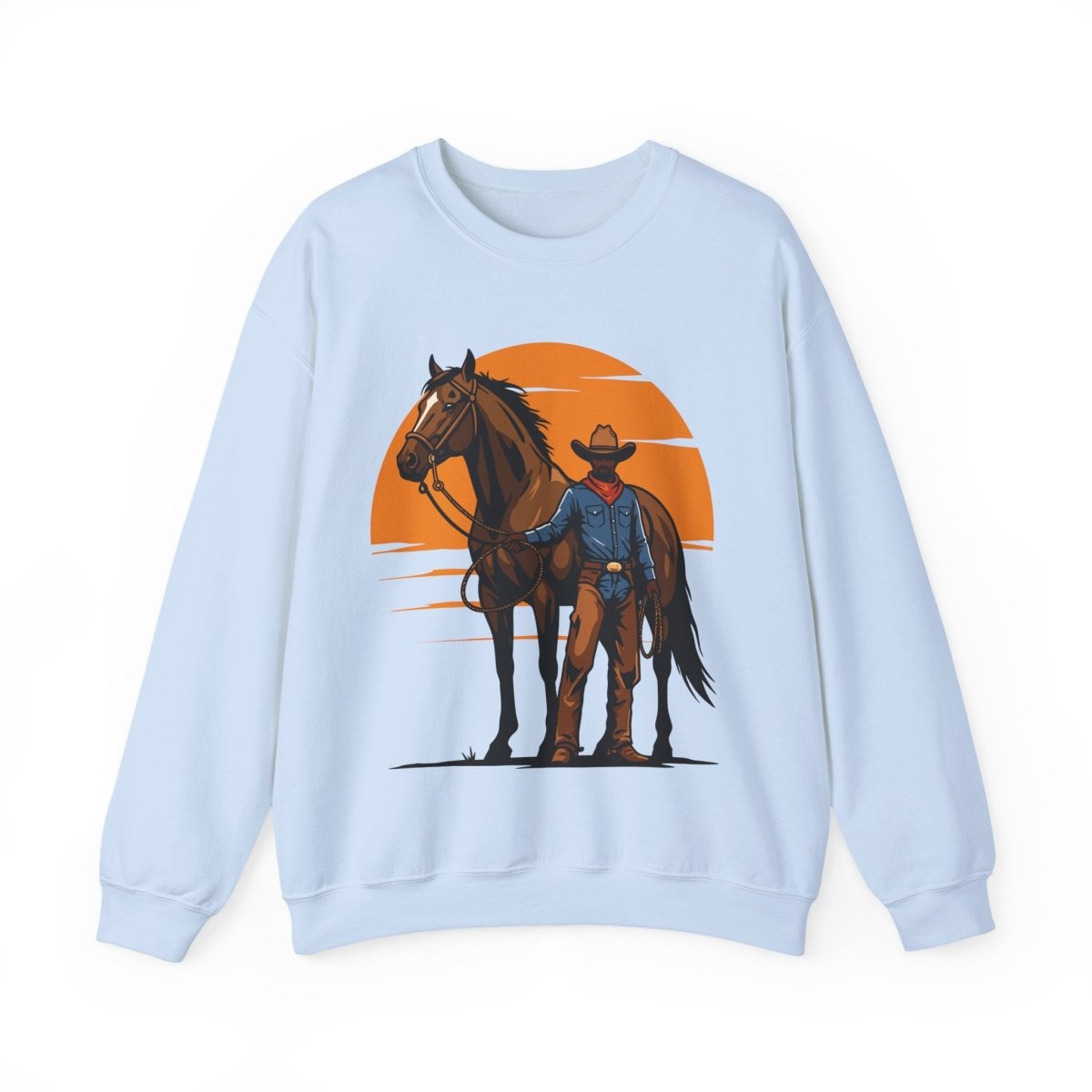 Cowboy with Horse Sweatshirt - Afrocentric Art by The Trini Gee
