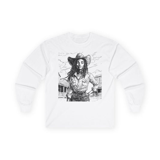 Cowgirl Locs Long Sleeve Shirt - Afrocentric Art by The Trini Gee