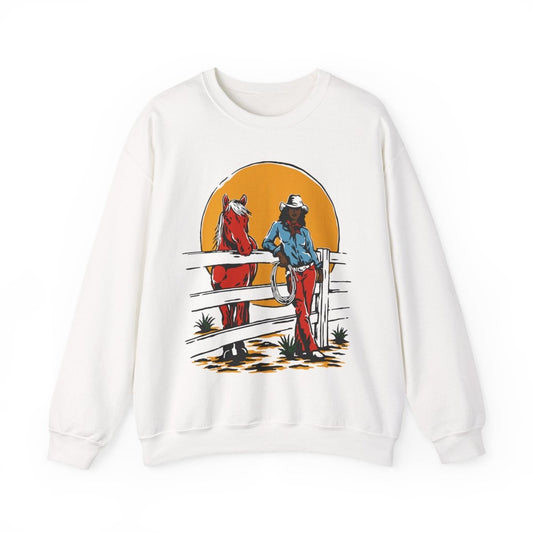Cowgirl Ranch Sweatshirt - Afrocentric Art by The Trini Gee