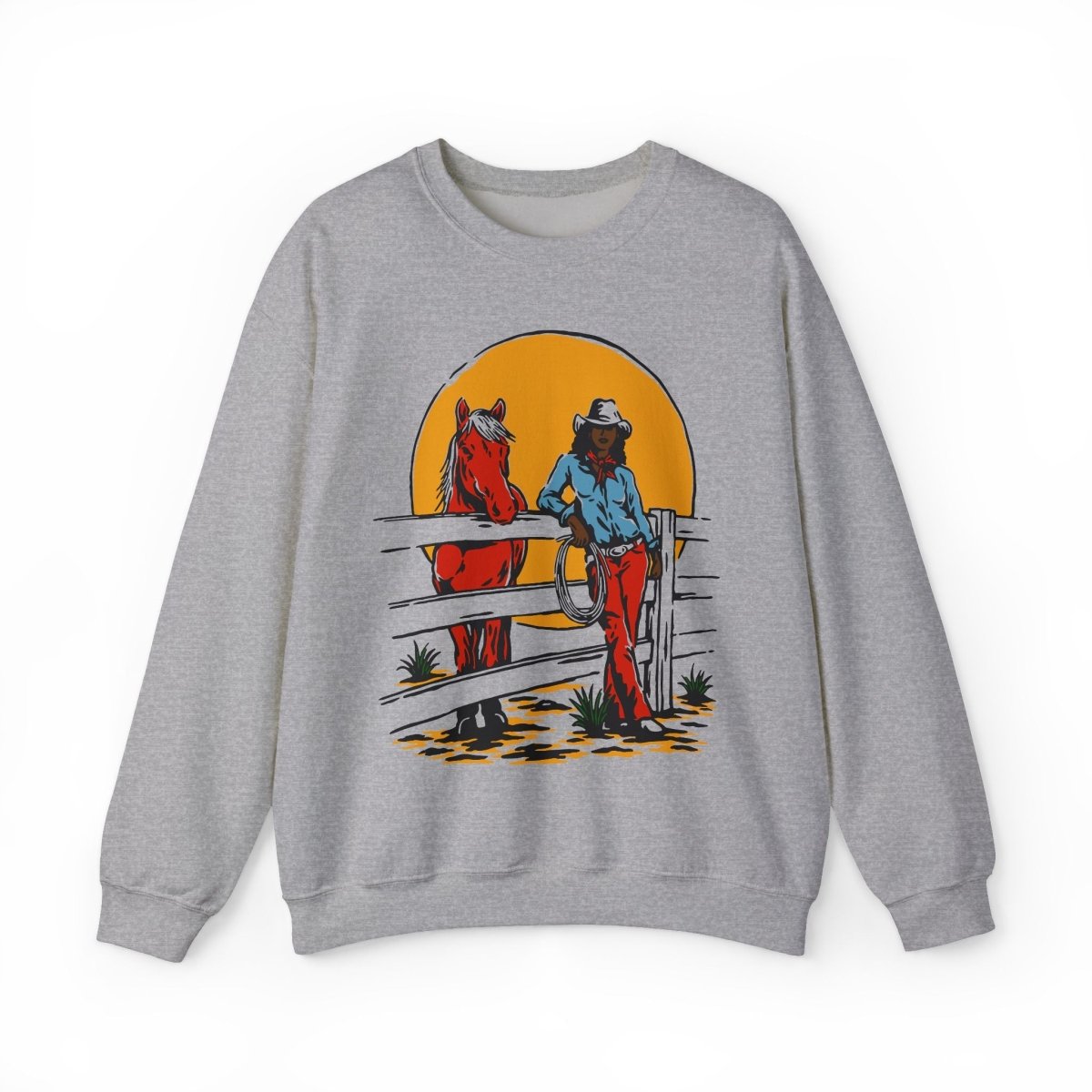 Cowgirl Ranch Sweatshirt - Afrocentric Art by The Trini Gee