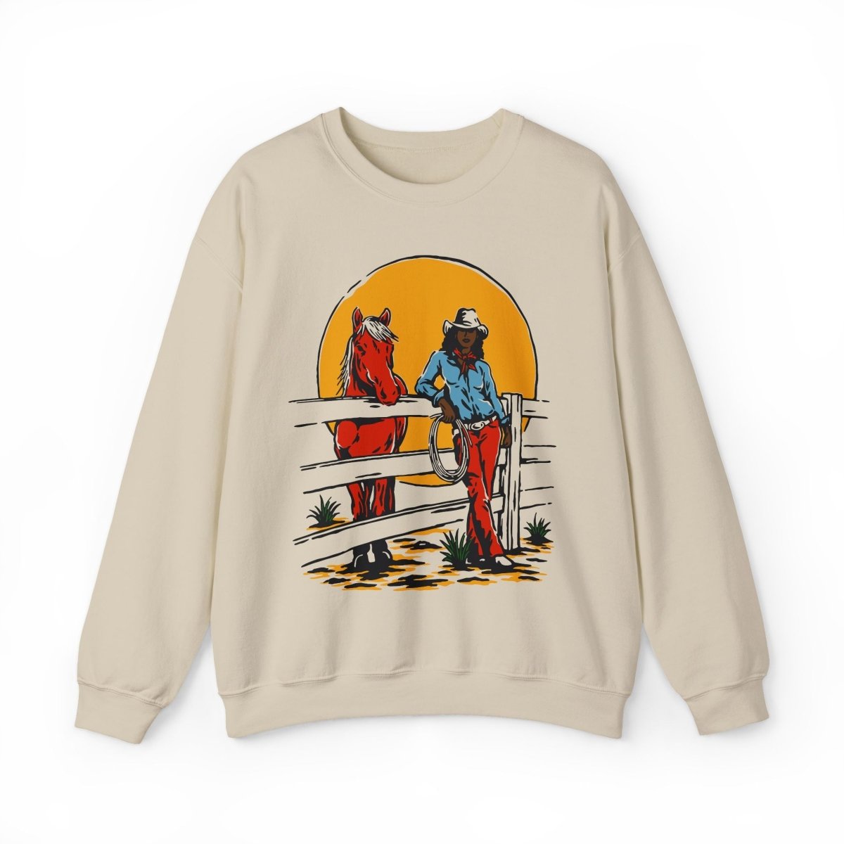 Cowgirl Ranch Sweatshirt - Afrocentric Art by The Trini Gee