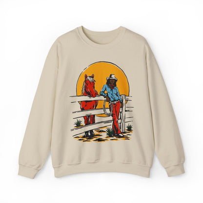 Cowgirl Ranch Sweatshirt - Afrocentric Art by The Trini Gee