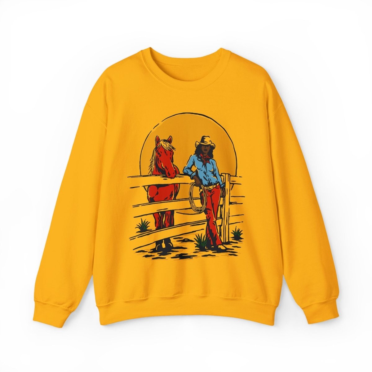Cowgirl Ranch Sweatshirt - Afrocentric Art by The Trini Gee