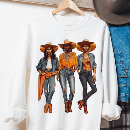 Cowgirls Sweatshirt - Afrocentric Art by The Trini Gee