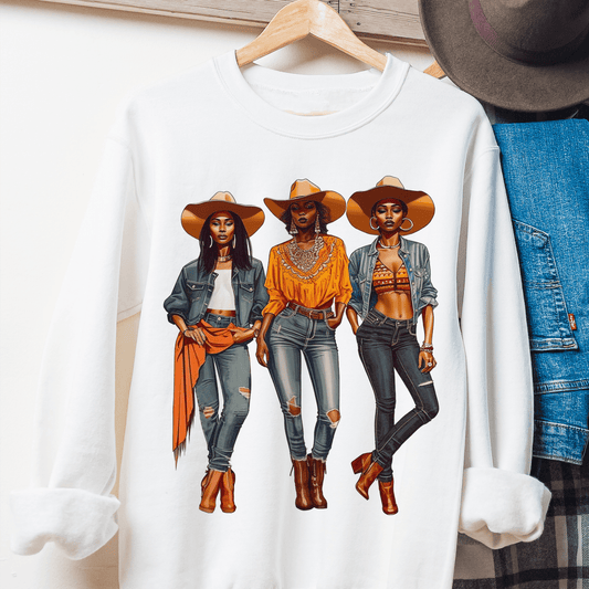 Cowgirls Sweatshirt - Afrocentric Art by The Trini Gee