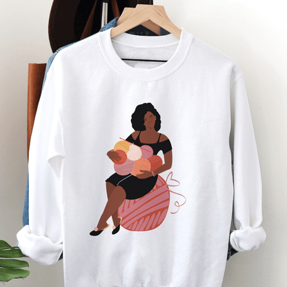 Crochet Knit Sweatshirt - Afrocentric Art by The Trini Gee