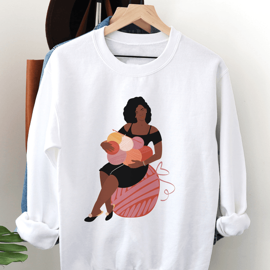 Crochet Knit Sweatshirt - Afrocentric Art by The Trini Gee