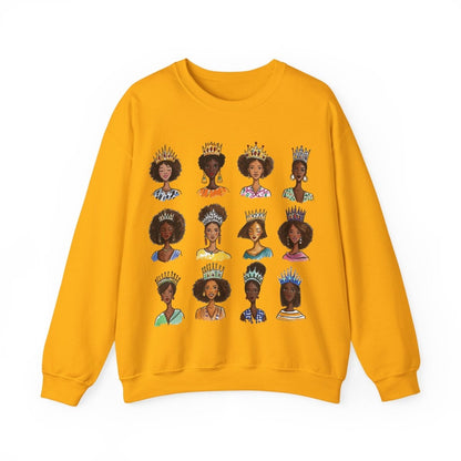 Crowned Queens Crewneck Sweatshirt - Afrocentric Art by The Trini Gee